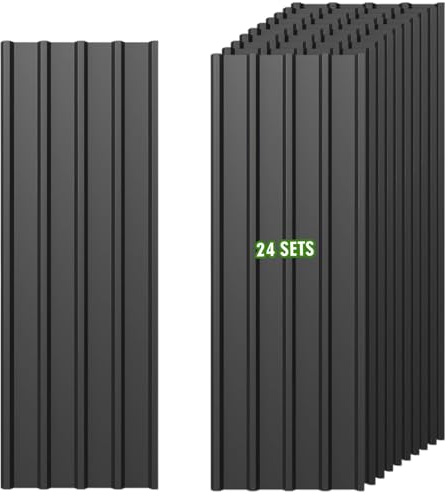 Warmfay® Profilblech Trapezblech 24er Set, 115×45 cm (12,42 m²), Wetterfest Rostresistent Verzinkte Wellblech Dachplatten, Schwarz Metall Dachblech für Carport, Garage, Gerätehaus