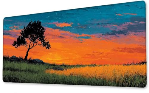 Mousepad Großes Gaming Mauspad XXL Baum 900x1800x3 mm Schreibtischunterlage rutschfeste Gummibasis Wasserdicht und Langlebig Tastatur Unterlage für Gaming,Büro,Zuhause Extra Vernähten Kanten zj-570
