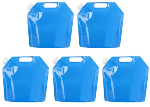 Anlising Bidón de Agua Plegable, 5PCS Agua Potable Plegable Portátil, 10L Garrafa de Agua Plegable, Contenedores de Agua, para Deportes, Senderismo, Picnic (Azul)