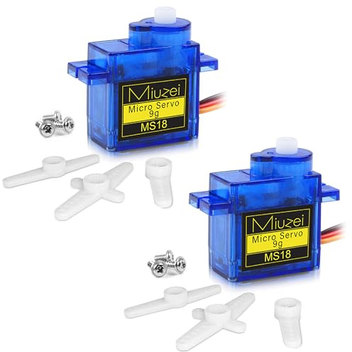 Miuzei 9G Mikro Servomotor mit Metallgetriebe für RC Flugzeug & Modellbau | 2 Stk. 180° Drehbereich, kompatibel mit Arduino, Raspberry Pi & RC Systemen, für Boot, Auto, Roboterarm & DIY Projekte