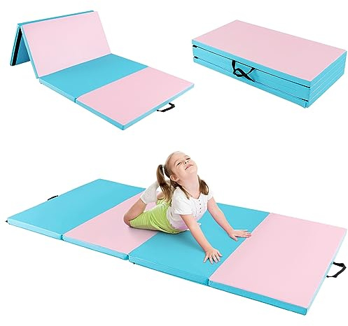 COSTWAY 240 x 120 x 5 cm Weichbodenmatte, Gymnastikmatte klappbar, Yogamatte mit Klettverschluss und 2 Tragegriffe, Turnmatte, Klappmatte, Fitnessmatte für Gymnastik, Yoga, Training Zuhause
