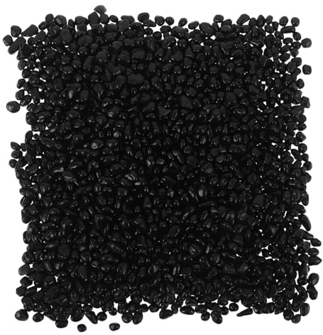Housoutil Schwarzer Dekorativer Aquarienkies Polierte Pflanzsteine 500g Glatter Blumenkies für Aquarium Topfpflanzen und Wasserdekoration