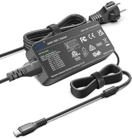 KFD 240W USB-C GaN Netzteil PD 3.1 48V 5A 36V 5A für Workstations AI-PCs | 240W PD 3.1 Schnellladegerät mit 48V 5A für HP ZGX Nano Al Station AI PC, NVIDIA DGX Spark, MSI EdgeXpert mit Euro-Netzkabel