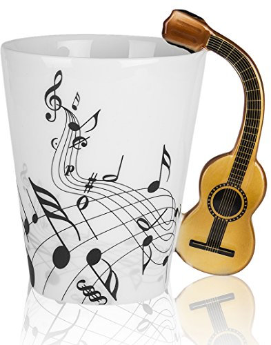 Lanhong Guitare – 400 ml Mug Tasse à Café en céramique Musique Guitare Tasse cadeau pour un ami. large bois