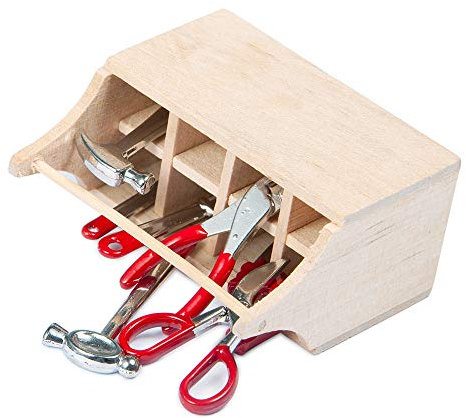 XUNJIAJIE Miniature Mini Tools with Wood Box Decoration Accessories Decor for RC Model Car Garage (Red)