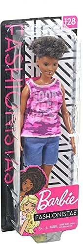 Barbie GHP98 Fashionistas Puppe im pinken Camouflage Tanktop
