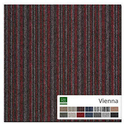 casa pura Carpet Tile Vienna, Loose Lay Carpet Tiles 50x50 cm | Bitumen Back Commercial Floor Carpet Squares for Interior, Carpet Plank Boards, 4 Pieces (1 m²) | Red - Striped