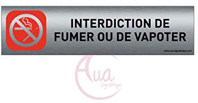 Plaque de porte aluminium brossé imprimé -Dimensions 200 x 50 mm - Double face adhésif au dos - Impression UV directement sur l'aluminium (Pas de contre collage) (interdit de fumer)