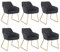 WOLTU Esszimmerstühle 6er Set Küchenstühle Wohnzimmerstühle Polsterstühle Sessel, Armlehnstühle mit Rückenlehne, für Esszimmer, Küche, Wohnzimmer, Samt, Gold Metallbeine, Dunkelgrau, BH246dgr-6