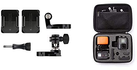 GoPro Helmet Front and Side Mount Camera, Black & Amazon Basics GoPro Carrying Case - Small