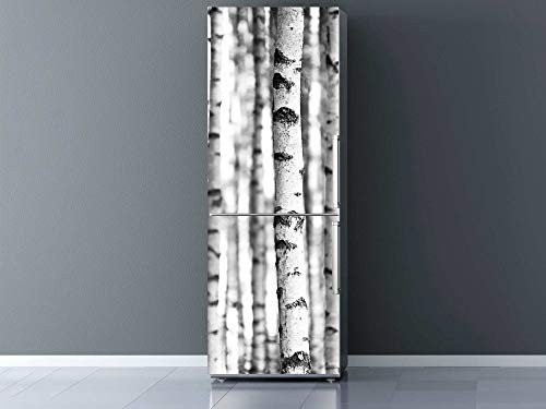 Oedim Vinilo Frigorífico Troncos Árboles Blanco y Negro 200x70cm | Adhesivo Resistente | Pegatinas de Nevera Económicas y Elegantes | Vinilo Nevera