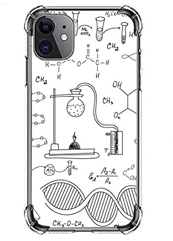 Patrón de instrumentos químicos iPhone11 caso transparente a prueba de golpes soporte protector compatible para iphone 11 cubierta de goma suave parachoques teléfono caso 6.1 pulgadas