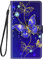 Hülle Leder für Huawei Y6 / Y6s 2019 / Honor 8A Handyhülle, Niedliches Muster Klapphülle Lederhülle Schutzhülle Klappbar Flip Case Cover mit [360 Grad Stoßfest] [Kartenfachr] - Lila Schmetterling