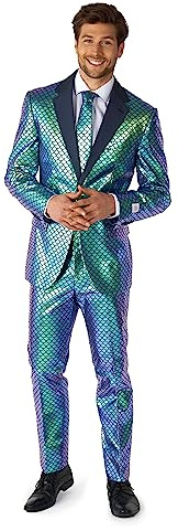 OppoSuits Fun Ugly Christmas Suits for Men - Full Suit: Jacket, Pants & Tie, Fancy Fish, 46