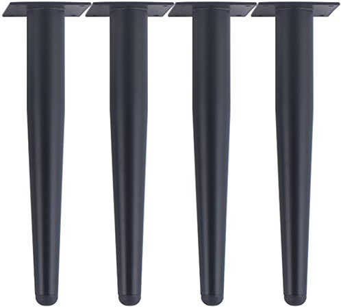 CWYP-038 Pieds de Meubles Noir Pied Table Metal Fer | Finition Galvanoplastie | 10-55 cm Coniques Socles Pieds Meuble Cuisine TV Commode Pieds pour Meuble de Salle de Bain,Lot de 4 (55cm,rectos)
