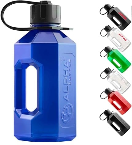 Alpha Designs | 1.6 Litre Water Bottle | Large Drinks Water Jug | Gym, Holiday, Travel | Blue