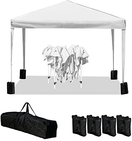 Baroni Home Gazebo da Giardino 3x3 m con 4 sacchi peso e Sacca di Trasporto, Tenda da esterno per eventi, feste e uso commerciale, Impermeabile, Pieghevole, Bianca