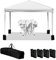 Baroni Home Gartenpavillon 3x3 m mit 4 Beutel Gewicht und Transportbeutel, Outdoor -Vorhang für Veranstaltungen, Partys und kommerzielle Nutzung, wasserdicht, faltet, weiß