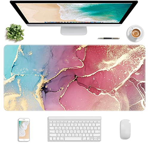 Atufsuat Erweitertes Gaming-Mauspad, XXL großes Mauspad 77 x 36 cm, Computer-Tastatur-Mauspad, Wasserdichte Schreibtischunterlage mit Genähten Kanten und Rutschfester Unterseite für Frauen im Büro