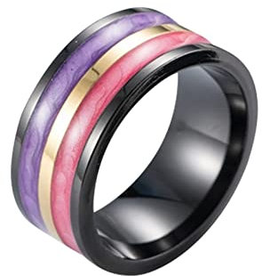 Stfery Kado Ringe, Ring Herren Edelstahl 60 Lila Rot Seidenlack Europäischer Stil Ringe Zubehör für Frauen Männer Paare