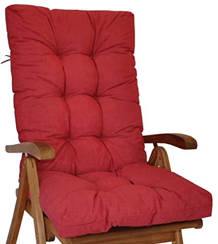 Rattani Polster für Gartenstuhl, Hochlehner Auflage Sylva, Gr. 120 x 50 cm, Colore Rosso (rot)