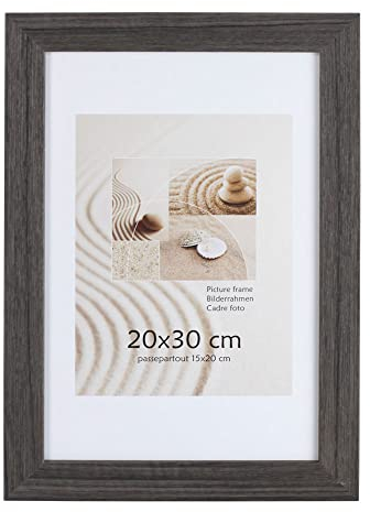 KM Foto Bilderrahmen Holz Plexi Acryl Rahmen quadratisch Collage Wanddeko Poster S215: Farbe: Grau | Format: 30x40