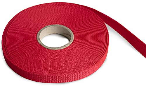 HEAVYTOOL Gurtband 15mm breit, 1,6mm stark PP Polypropylen Rot Reißfestigkeit 200kg (10 Meter) Made in Germany, Taschen Gurtband