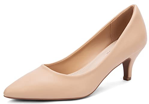 Greatonu Women Court Shoes Sandals Kitten Heels Wedding Party Dress Pumps Nude Size 7
