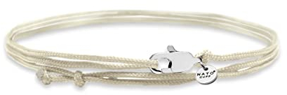 Nato Cuff - Doppelt gewickeltes Nylonarmband - handgefertigt in Frankreich - verstellbar - Herren und Damenschmuck (Beige)