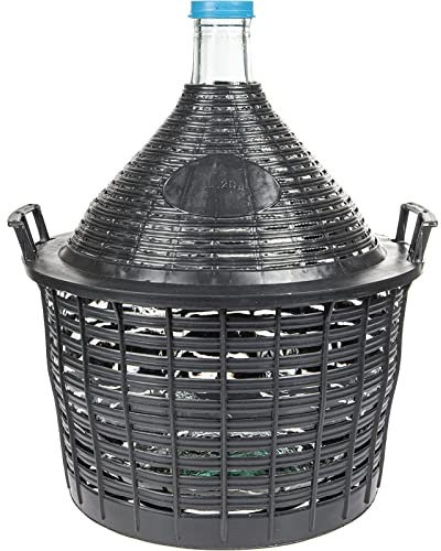 DIAH DO IT AT HOME 20L Narrow-Neck Glass Demijohn Carboy in Plastic Basket Storage Wine Making Narrow Neck Balloon Fermenter