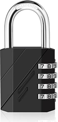 Vinabo Cadenas à Combinaison à 4 Digit,Serrure Combinée,Cadena a code pour casier vestiaire sport pour Gymnase, école, Portail, Hangar, Garage, Rangement, Casiers à Bagages et Boîte à Outils,Noir