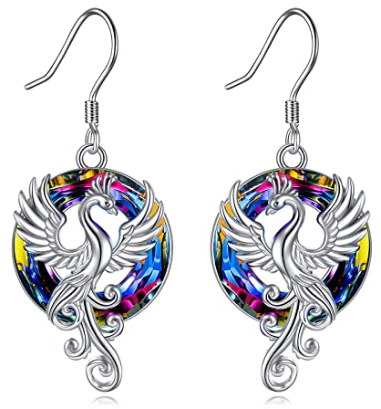 Phönix Ohrringe für Mädchen Phönix Ohrringe 925 Sterling Silber Tier Phönix Schmuck Geschenke für Damen Mutter Tochter (Phönix Ohrringe 2)