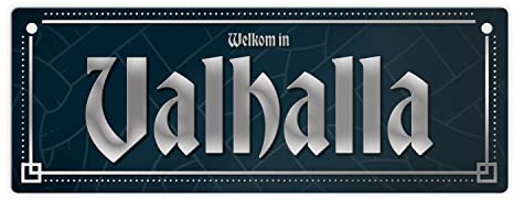 Vikingen Metalen bord met spreuk Welkom in Valhalla