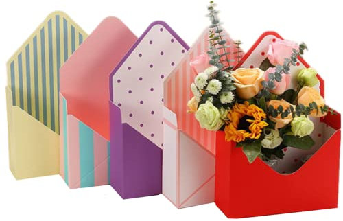 5 Scatole per Bouquet da Fioristi in Carta per Fiori, Confezioni di Fiori per Matrimoni, Feste di Compleanno