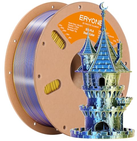 ERYONE Silk PLA Filament 1.75 mm, 3D Drucker Filament PLA Silk,+/- 0.03 mm,Seidiges Mehrfarbiges PLA-Filament,1 kg/Spule,Dual Seiden PLA,Royal Blue & Gold