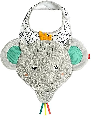 Fehn Lätzchen Baby Sabberlatz Elefant - weiches Halstuch mit Tiermotiv - Baby Dreieckstuch mit angenehmen Tragekomfort und Klettverschluss - Spucktuch für Babys und Kleinkinder ab 0+ Monaten