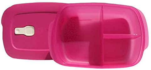 Tupperware CrystalWave - Contenitore rettangolare con divisori, per microonde, colore: Rosa
