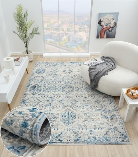 MY-RUG Teppich Ylva 2 Rechteckig Beige 230 x 160 cm Kurzflorteppich | Moderner Wohnzimmerteppich flach - Boho Stil & Vintage Design - Ideal als Schlafzimmerteppich, Flur-Läufer oder Bettvorleger