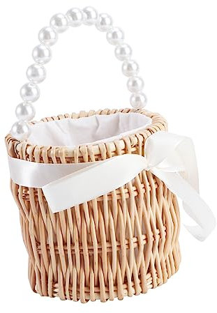 HAPINARY 1stk Perlentasche Rattan-geldbörse Boho Rattan Taschenkorb Ostern-süßigkeiten-korb Strandgeldbörse Für Den Frauenurlaub Sommer-clutch-tasche Korbtasche Stroh Schürze Kind Weide