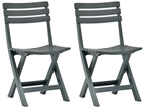 puraday Klappbarer Gartenstuhl 2 STK. Kunststoff Grün 44x41x78 cm Plastik Gartenstuhl Campingstuhl Klappbar Gartensessel Klappsessel Terrassenstühle Balkonstuhl für Terrasse Garten