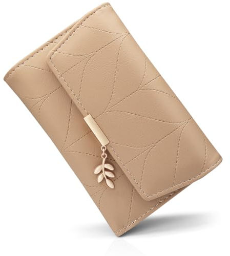 REETEE Portefeuille Femme en Cuir PU Petit Porte Monnaie Slots de Carte, Porte Feuilles pour Femme Court avec Porte-Monnaie Zippé et Portefeuilles Pochette Femme (L-Chameaux)