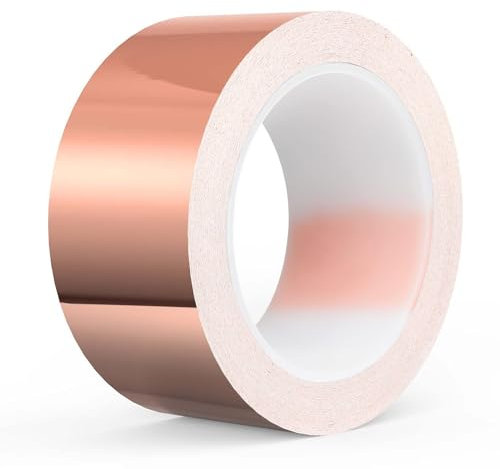 Kupferband Gegen Schnecken, 5cm x 20m Kupferband Selbstklebend, Kupferfolienband für Schneckenzaun, Schneckenschutz, Hochbeet Pflanzen, EMI