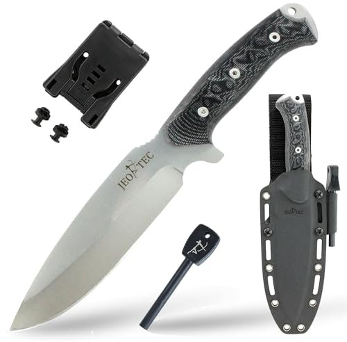 JEO-TEC Nº15 Couteau Bushcraft Full Tang pour Camping Randonnée Chasse Outdoor, Lame Fixe 14 cm BÖHLER N690C, Étui en Kydex, Fabriqué en Espagne
