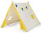 GOPLUS Kinderspielzelt ohne Boden, Kinderzelt mit Kiefernholzrahmen, Fenster & Türvorhängen mit Riemen, Indoor & Outdoor Spielhaus mit dekorativen Fahnen für 2 Kinder, 145 × 137 × 121cm