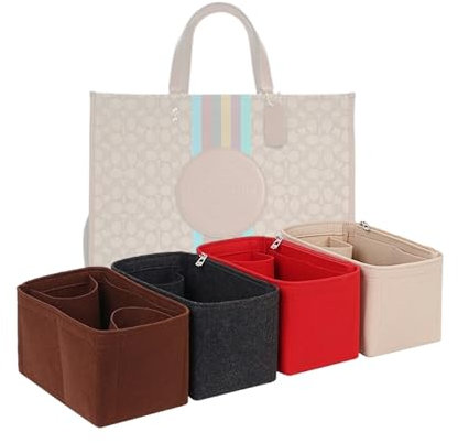 LinerLink Taschen-Organizer für Coach Dempsey Tote 40 (40 L x 35 H x 18,5 T) | handgefertigter Tascheneinsatz | 2 mm Filztascheneinsatz | Damen-Handtaschenformer (Beige, Stil B)