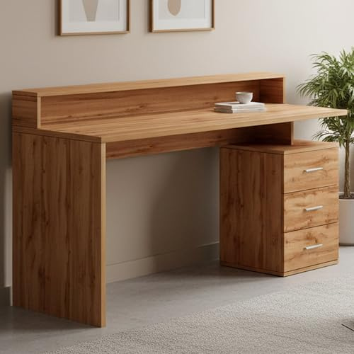 Dmora - Schreibtisch Svevo, Schreibtisch mit Platte, Mehrzweck-Büroschreibtisch, platzsparender Schreibtisch mit Mehreren Positionen, 160x60h90 cm, Eiche