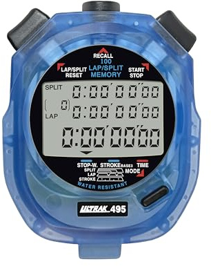 ULTRAK 495 Stopwatch – Blue Professional 100-Lap Digital Timer, Countdown Interval Tracker, Water-Resistant Sports Watch, Chronograph for Coaching & Training