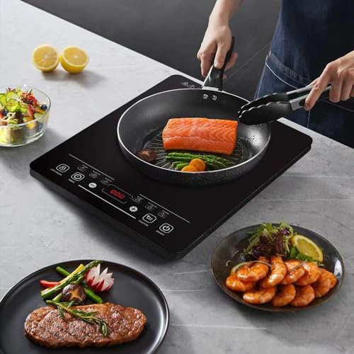 Panana Panana Portable Induction Hob,Single Induction Cooker, Plug in Electric Cooktop with 9 Power Level with Temperature Control, Ultra Thin, 4-hour Timer,Touch Control, Child Safety Lock, 2000W