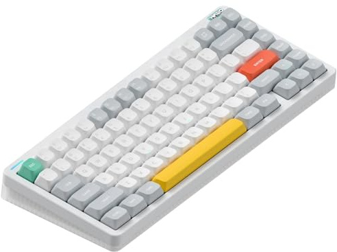nuphy Halo75 V2 - Kyeboard para juegos, 75% inalámbrico teclado Bluetooth intercambiable en caliente, teclado retroiluminado RGB 83 Kyes, compatible con Bluetooth/2.4GHz/USB-C (blanco, menta (37gf))