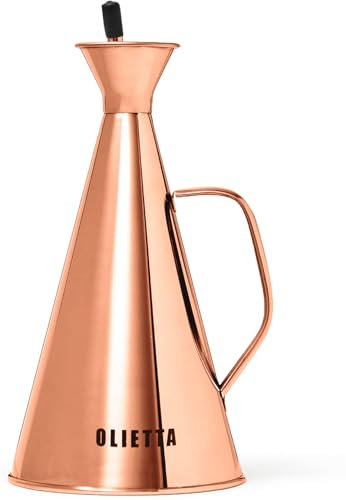 Olietta Oliera da Tavola Salvagoccia Rame in Acciaio Inossidabile per Olio e Aceto – Oliera Bottiglia da 750ml – 0,75 litri – Perfetto Dosatore per Olio e Aceto – Facile da Pulire e a Prova di Perdite